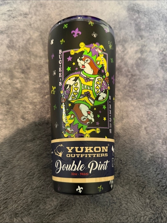 Buc-ee's Other - 2025 Buc-ee's Mardi Gras Blk Purple Green Tumbler Bucees 32oz - New